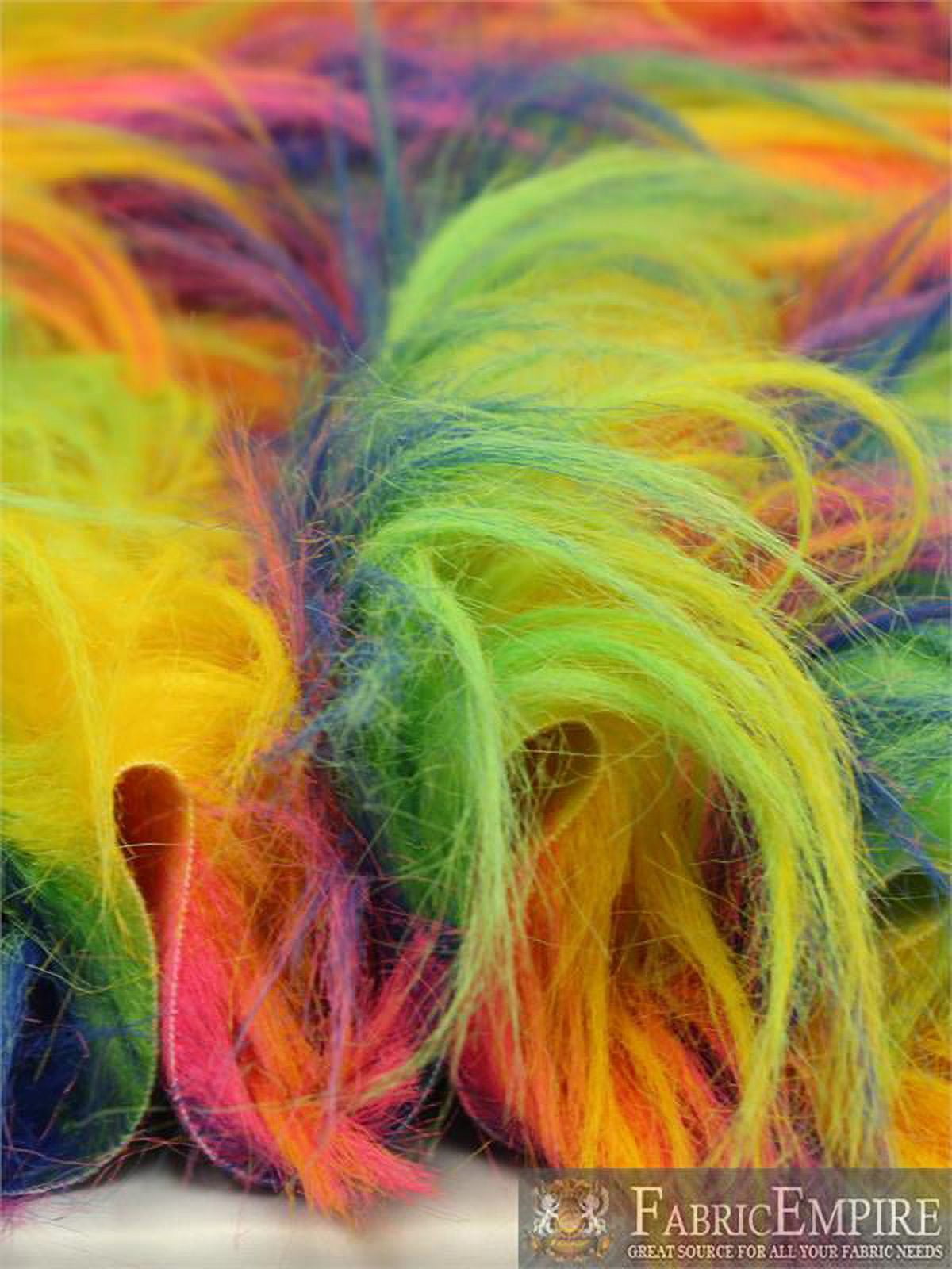Faux Fur Fabric Long Pile GORILLA Rainbow Stripes / 60" Wide / Sold by the yard
