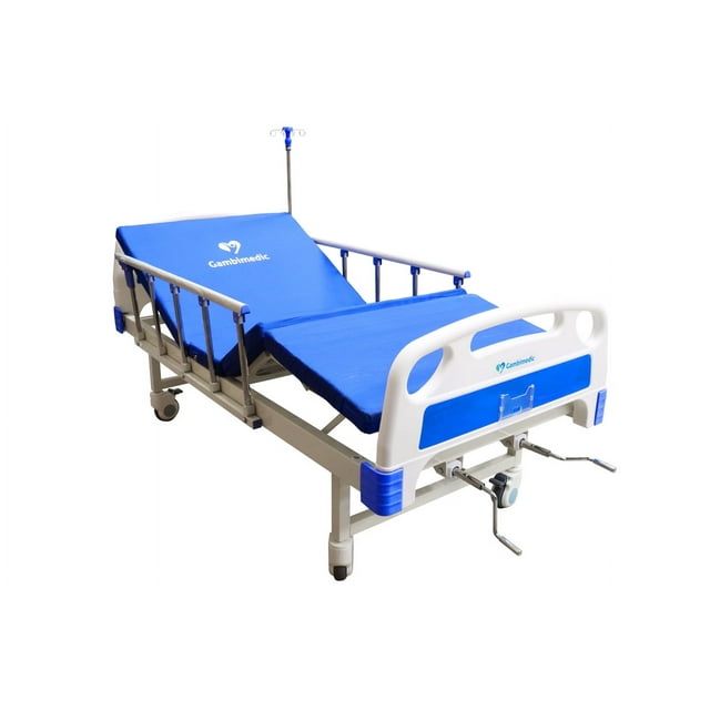 Cama de hospital manual de LUJO GAMBIMEDIC Dos manivelas Incluye Colchon portasuero