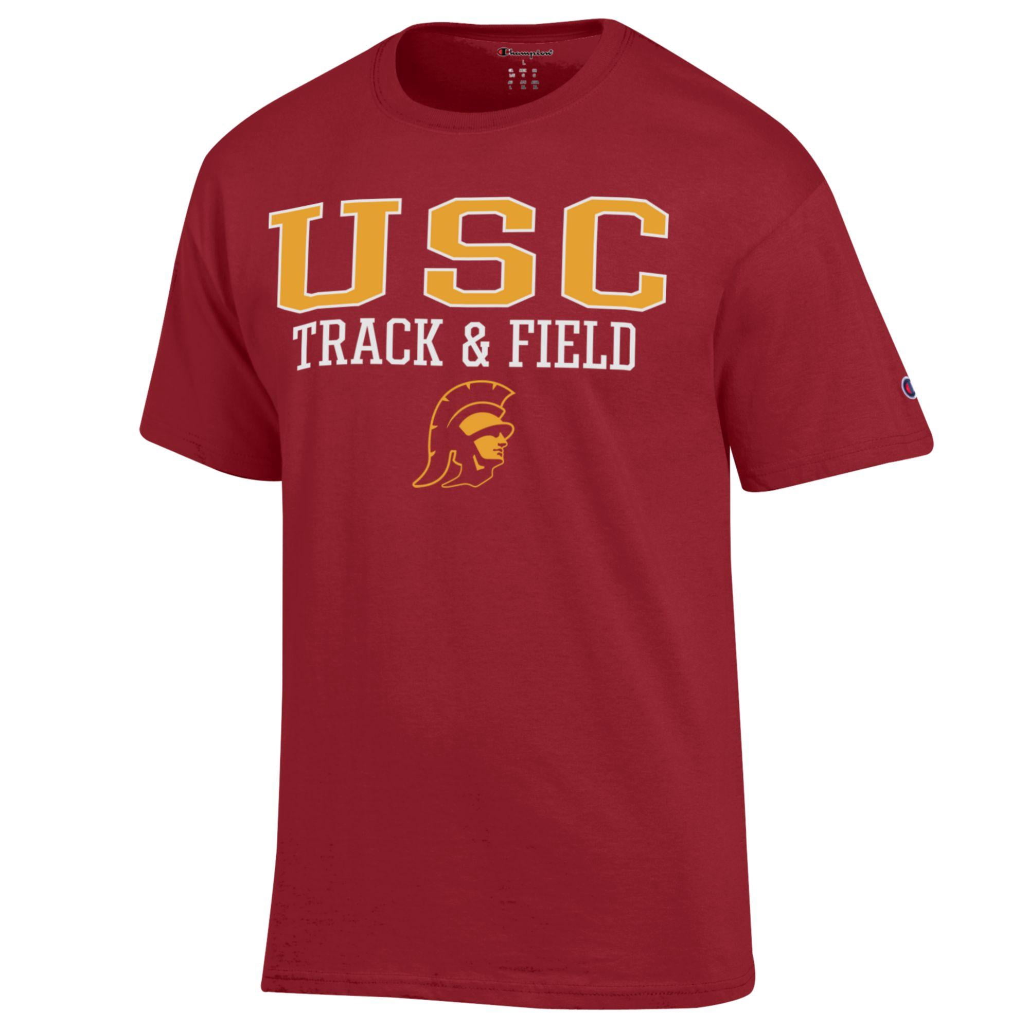 Men's Champion  Cardinal USC Trojans Track & Field Stack T-Shirt