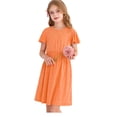 thumbnail image 2 of Actgleam Girl's Ruffle Sleeve Summer Dress A-Line Casual Swing Cute Dresses with 2 Pockets for Kids,Orange,13-14Years, 2 of 12
