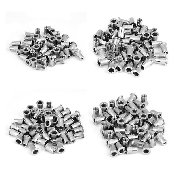 Juego de 200 tuercas remachables ciegas de acero inoxidable 304 con inserto roscado M3, M4, M5 y M6