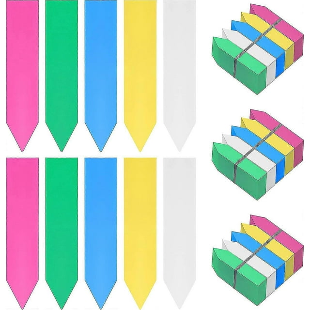 Multi-Coloured Plastic Vegetable Garden Labels (500 Pack) - 10 x 2 cm - Vegetable Garden Sign/Waterproof Garden Label in 5 Colors for Nursery, Seeds