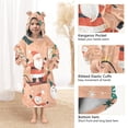 thumbnail image 3 of FORMRS Wearable Blanket Hoodie with Sleeves for Kids Cozy Flannel Sweatshirt, Pink Christmas Santa, 3 of 7