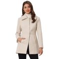 thumbnail image 1 of Abrigo De Invierno Con Cuello Vuelto Para Mujer, Bolsillos Inclinados De Un Solo Pecho Blanco Crema XS, 1 of 6