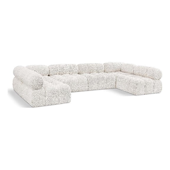 Meridian Furniture Ames Cream Boucle Fabric Modular Sectional