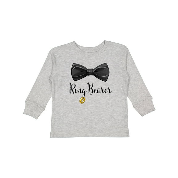 Inktastic Ring Bearer Black Bow Tie and Gold Wedding Ring Boys Long Sleeve Toddler T-Shirt