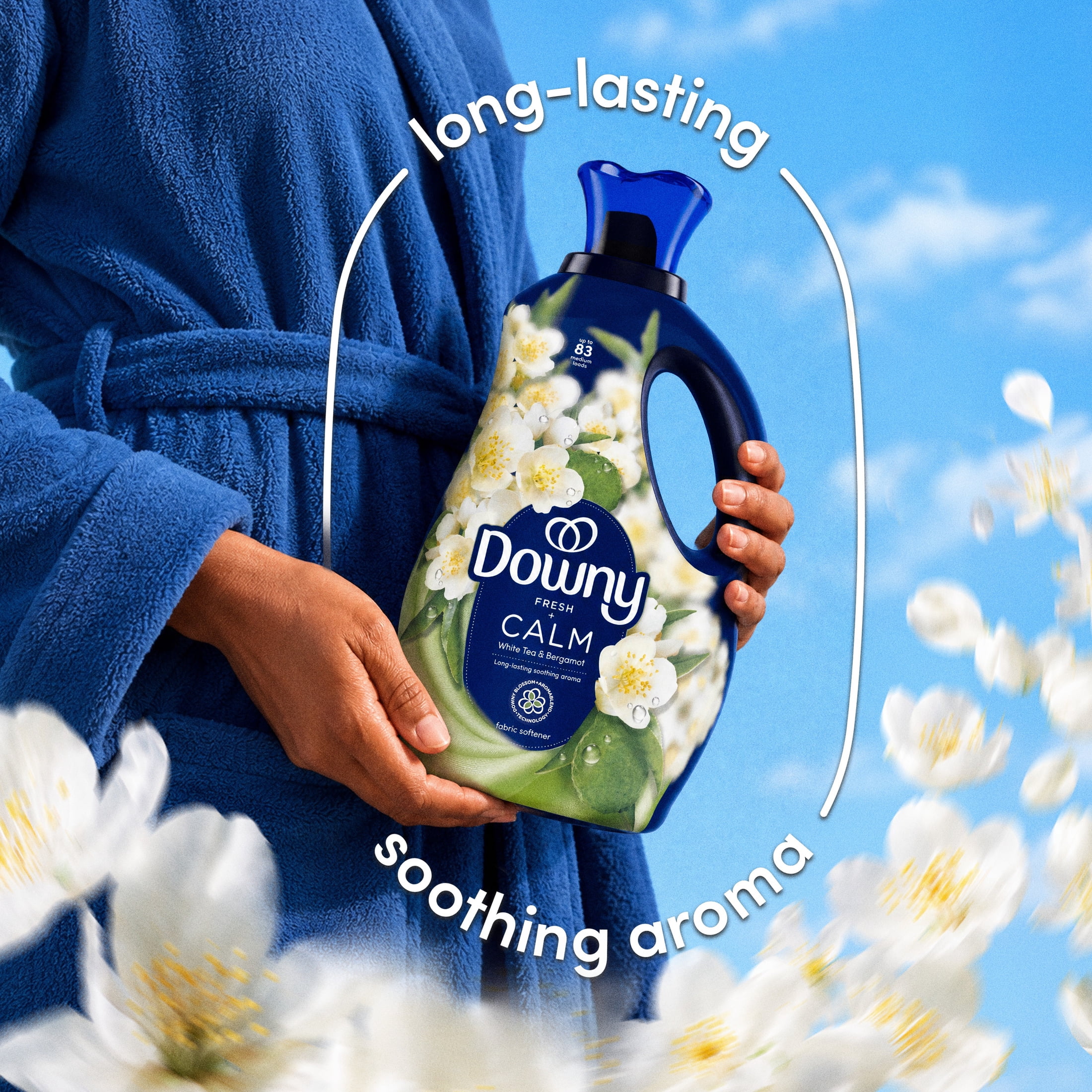 Downy Calm Liquid Fabric Softener, White Tea and Bergamot scent, 26 fl oz, 39 Loads