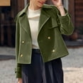 thumbnail image 5 of UQJfacai Womens Faux Suede Cropped Jacket Casual Lightweight Double Breasted Short Trench Coat Fall Winter Fashion Coats Outerwear, 5 of 6