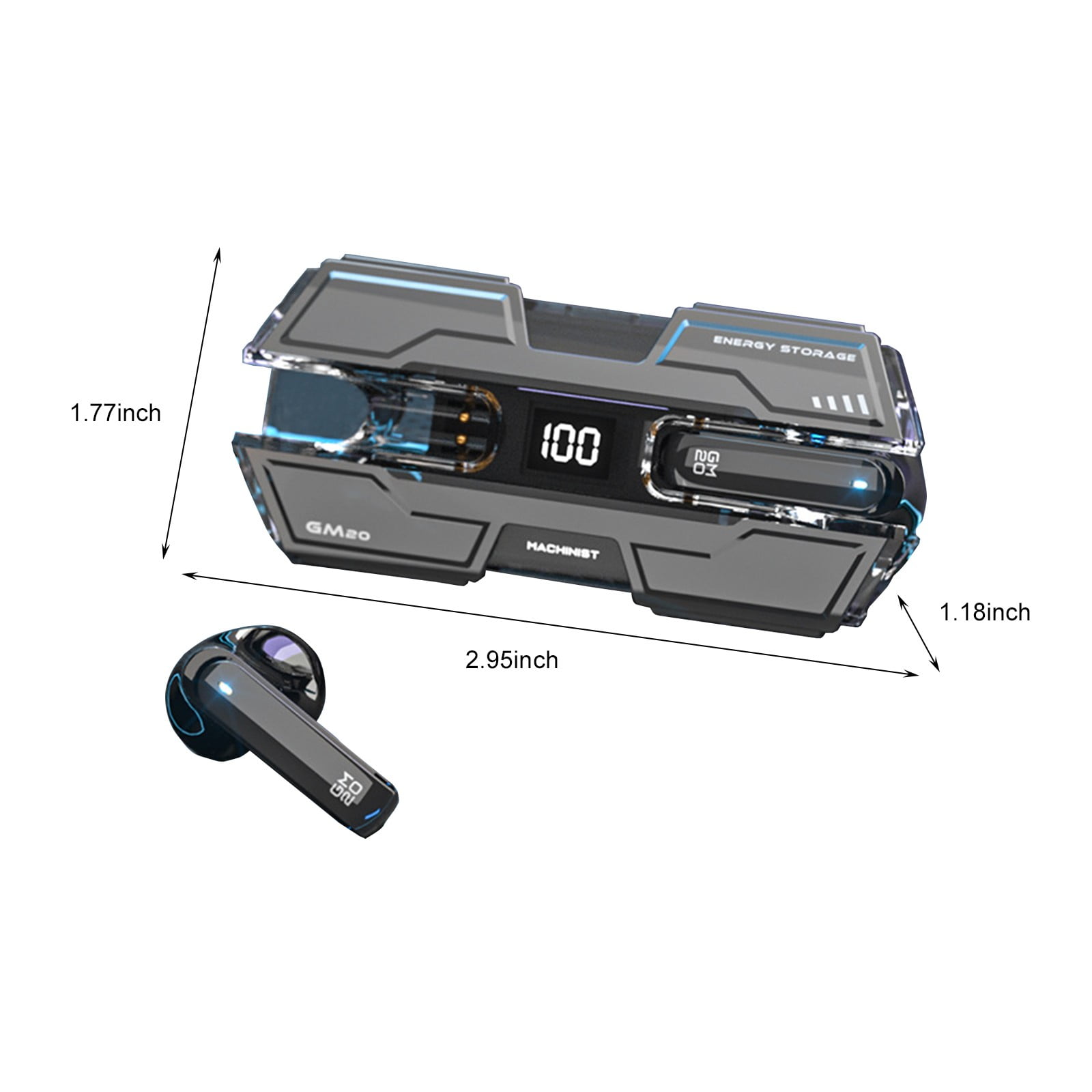 Wireless Earbuds Bluetooth 5.3 Headphones 90 Hrs Playtime Earbuds with Wireless Charging Case Power Display Over-Ear Earphones with Earhooks Waterproof Stereo Headset for Android Phone Workout,Black