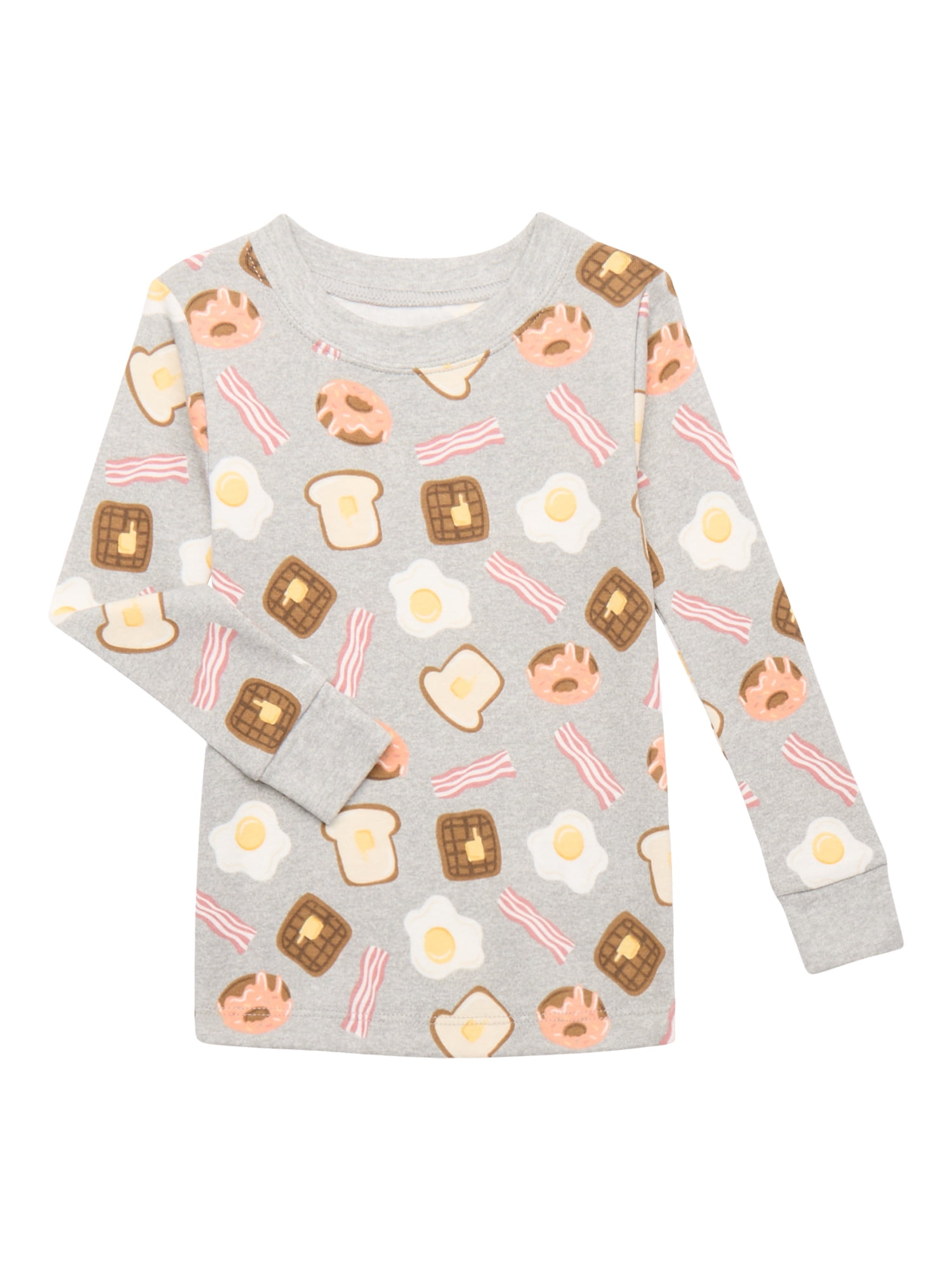 Wonder Nation Toddler Long Sleeve Tight Fit Cotton Pajama Set, 4-Piece, Sizes 12M-5T