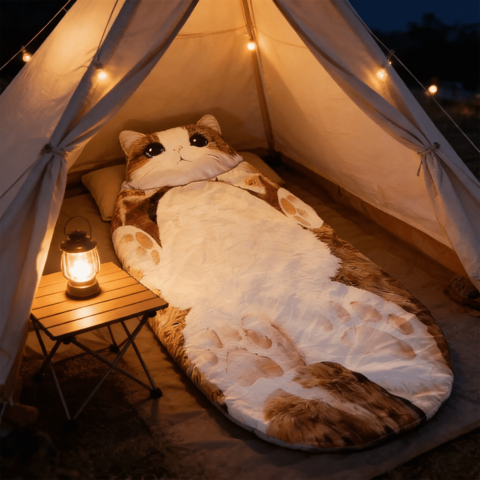 Plush Cat Sleeping Bag , Cozy Warm Envelope Style Cat Shaped Sleep Sack, Adult Size Feline-Themed Blanket for Camping, Lounging & Sleepovers, Ideal Gift for Cat Lovers