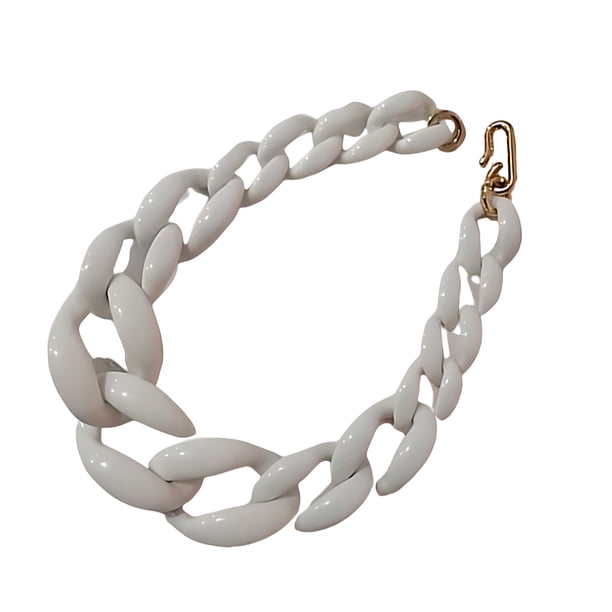Collar de cadena de eslabones Acrílico Grueso Qarigey Boho para Mujer Blanco