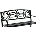 thumbnail image 5 of Steel Outdoor Patio Garden Park Seating Bench with Cast Iron Scrollwork Backrest, Front Porch Yard Bench Lawn Decor, 5 of 7