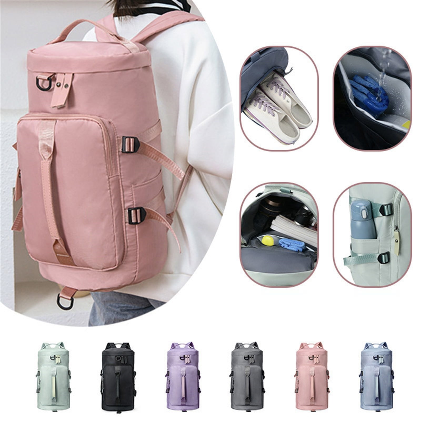 JAHH Gym Bag for Women Wet Pocket Overnight Bags Yoga Travel Swimming Camping Lightweight Men Sports Duffle Bag with Shoe Compartment