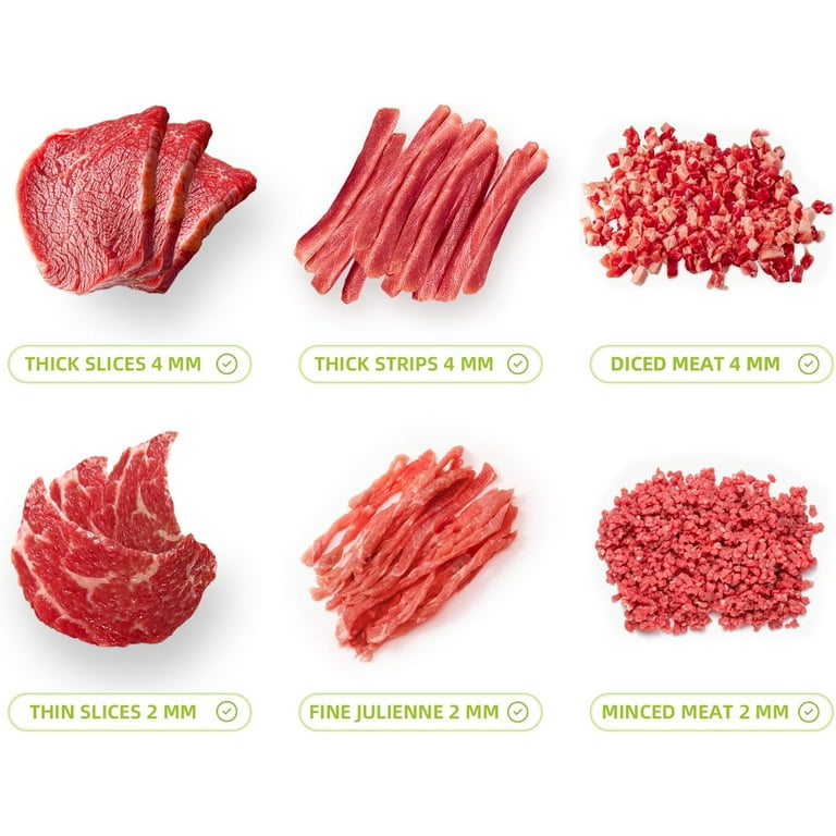 ONCE FOR ALL Fresh Meat Slicer Cleaver Knife, Stainless Steel Kitchen Knife Set with Sharpener, Meat Cutter for Pork Chicken Beef Jerky, Thickness Adjustable 2 or 4 mm, Gray