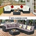 thumbnail image 4 of Costway 7PCS Patio Rattan Furniture Set Sectional Sofas Off White & Grey Cushion Covers, 4 of 7