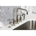 thumbnail image 4 of Kingston Brass KS8286CMLBS Manhattan Two-Handle 4-Hole Deck Mount Bridge Kitchen Faucet with Brass Side Sprayer in Polished Nickel, 4 of 8