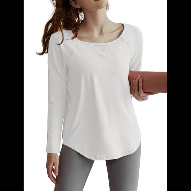 Camisetas Deportivas de Larga para Mujer, con Protección Solar UPF 50+, para Correr, Gimnasio, Secado Rápido L