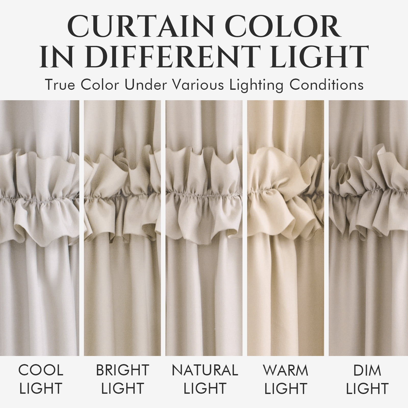 Seasonwood Ruffle Shower Curtain,Tiered Fabric Bathroom Curtain for Farmhouse Decor,Beige,72 x 84 Inch