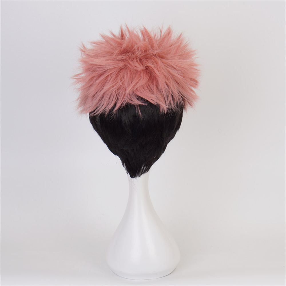iirukaa Anime JJK Itadori Yuji Wig Itadori Yuji Cosplay Wig with Wig Cap Heat Resistant Synthetic Hair for Festival, Holiday, Cosplay Party, Comic Exhibitions