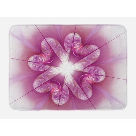 - Spires Bath Mat, Computer Rendered Abstract Fractal Flower Motif Gathered an Axis Polar Graphic Design, Non-Slip Plush Mat Bathroom Kitchen Laundry Room Decor, 29.5 X 17.5 Inches, Pink, Ambesonne
