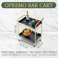 thumbnail image 5 of Modern Rolling Bar Cart with Wine Rack & Glass Holder, Sleek Black Metal Frame, Easy Assembly, Ideal for Home & Kitchen Use, 5 of 9