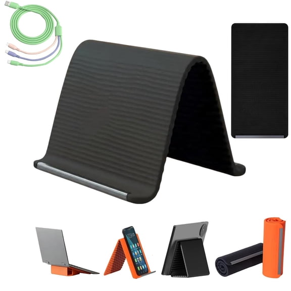 Flexible Silicone Aluminum Phone Holder, Portable Bendable Rollable Foldable, Universal Adjustable Anti-Slip Desktop Mount for Phone Tablet Laptop