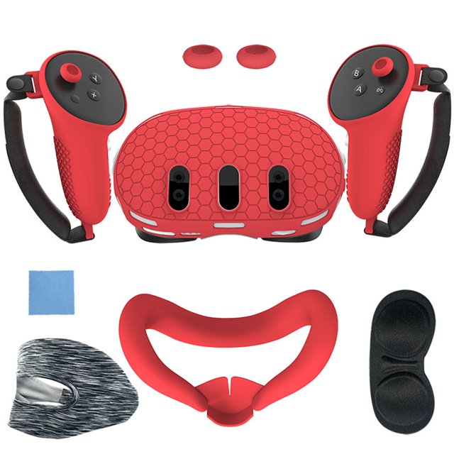 7-in-1 VR Accessories Set for Meta Quest 3 – Silicone Front Shell Cover, Controller Grip Covers, Anti-Scratch Face Cover, Lens Protector Cover & More