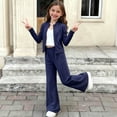 thumbnail image 5 of Toddler Girls Summer Sportswear Set 1-12Y, Breathable Long Sleeve Zip Jacket High Waist Yoga Trousers 2 Piece Outfit Navy 5 Years, 5 of 7