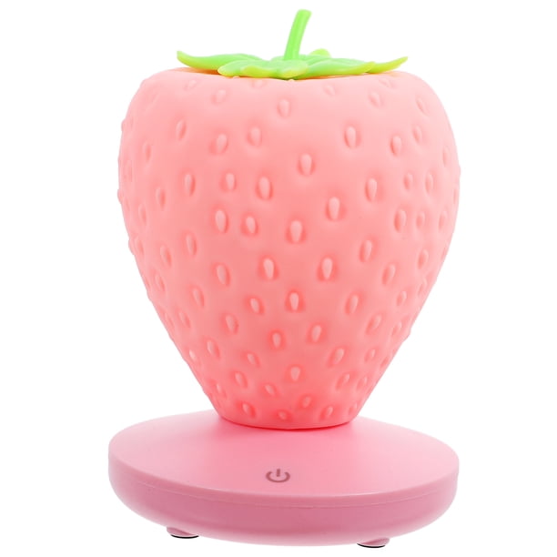 Lámpara de luz nocturna LED táctil regulable, de silicona, con forma de fresa y USB, ideal como regalo para bebés y niños, para decorar el dormitorio y la sala de estar (rosa)
