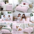 thumbnail image 6 of Pink White Stripe Bedding 3 Piece Duvet Cover Set Full Size, Modern Minimalist Geometric Striped Soft Microfiber Comforter Cover with Zipper Closure & Pillowcases, Wrinkle & FadeResistant Quilt Cover, 6 of 9
