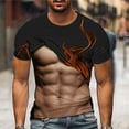 thumbnail image 2 of Clearance SSAAVKUY Muscle Tee Shirts for Mens Fake Abs T Shirt Funny 3D Flame Graphic Shirts Casual Summer Short Sleeve Tops Crewneck Tshirt Brown 12, 2 of 5