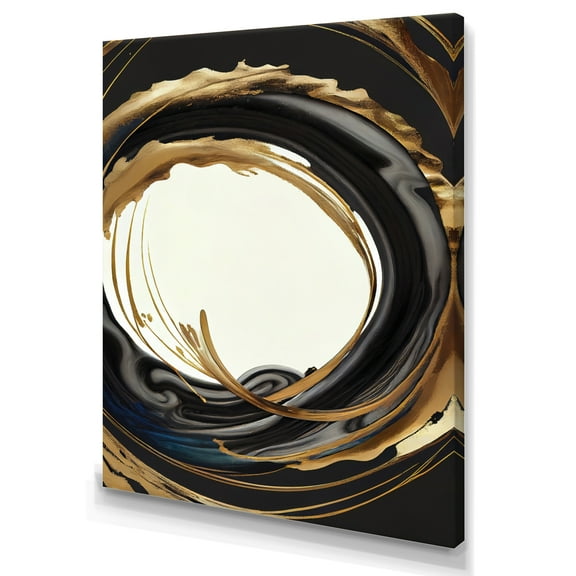 Designart Black And Gold Circle III Canvas Wall Art