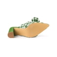 thumbnail image 5 of BLISSFUL STEP Women Stripe Bow Pointed Toe Block Heel Slides Mules Green 11, 5 of 7