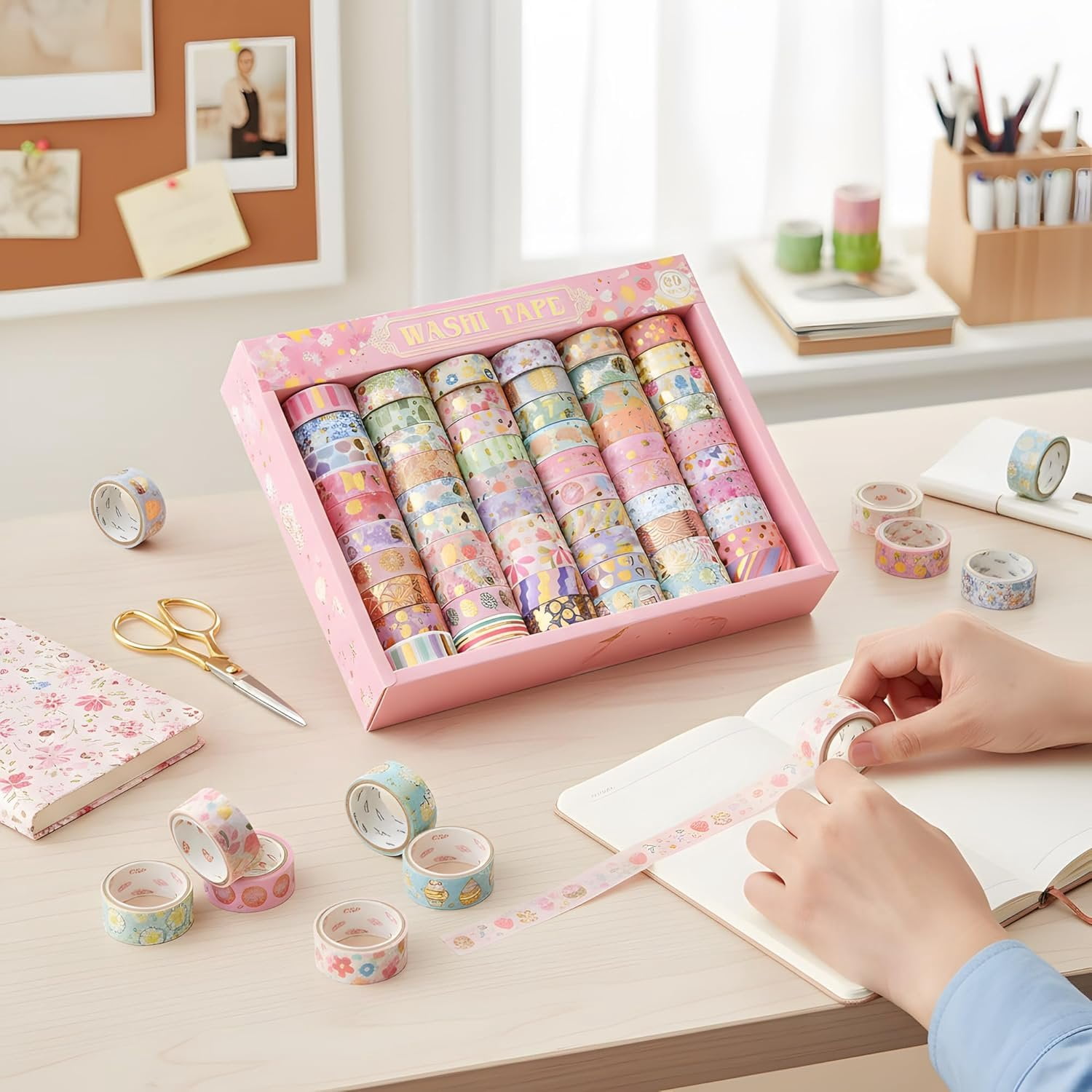 60 Rolls Washi Tape Set, 15 mm  Foil Cute  Floral Decorative for Journaling Supplies