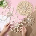 thumbnail image 3 of 4 PCS Boho Wooden Hollow Flower Pendant Daisy Carved Design Wall Hanging Art Woven Rattan Texture Wall Sign Decoration for Home Office Garden Restaurant Living Room Bedroom DIY, 3 of 6