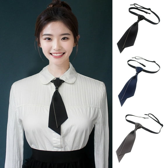 Callipe Women Men Neck Tie Adjustable Elastic Band Solid Color Graduation Bow Tie Bank Hotel Shirt Tie Formal Wear Accessory
