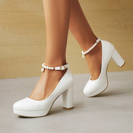 

Women s Sexy Beaded Buckle Shallow Mouth Round Toe High Heel Business Shoes