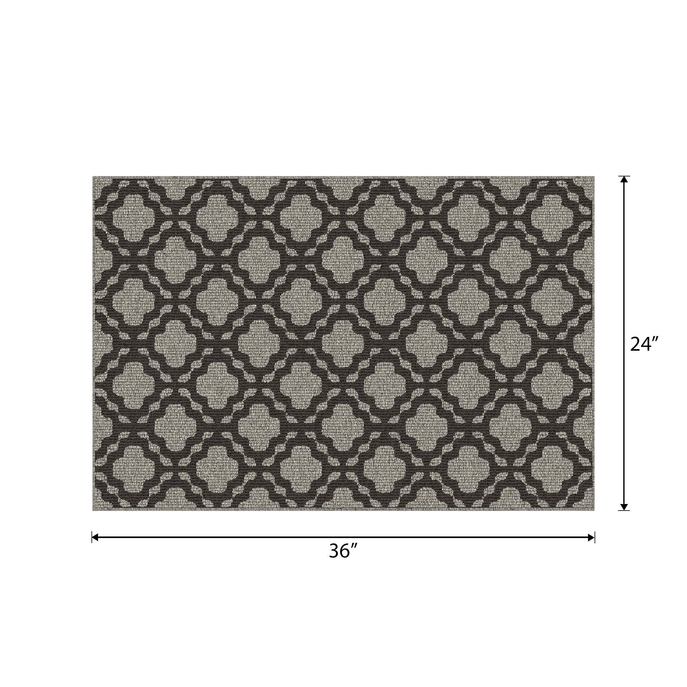 Mainstays Indoor Modern Trellis Machine-Tufted Grey and Charcoal Accent Rug, 2' x 3', Machine Washable, Non-Skid Backing