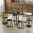 thumbnail image 4 of Costway Rectangular Kitchen Table & 2 Stools with 2-tier Storage Shelves & Metal Legs Black, 4 of 10