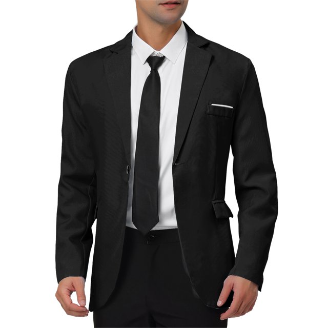 INSPIRE CHIC Men's Coat Slim Fit Blazer Single Breasted One Button Formal Coat M Black