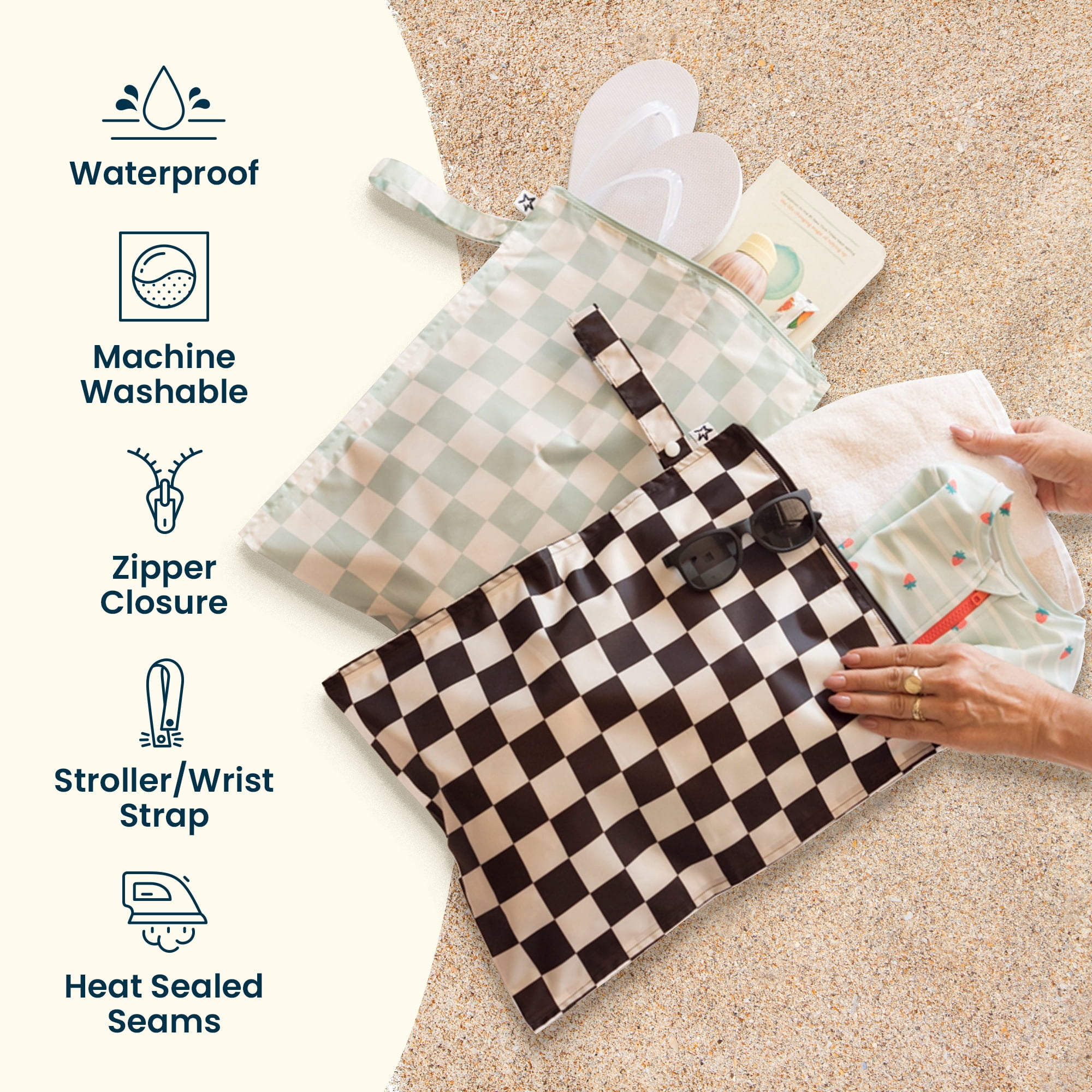 Tiny Twinkle Waterproof Wet Dry Bags | 2-Pack Set | Baby & Toddler Bags for Swim, Diapers and Travel