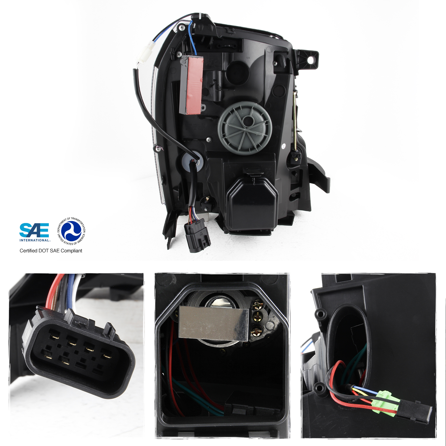 AKKON - For 2007-2014 Cadillac Escalade Xenon/HID Model Type Chrome Housing LED Daytime Running Light Tube Projector Headlight