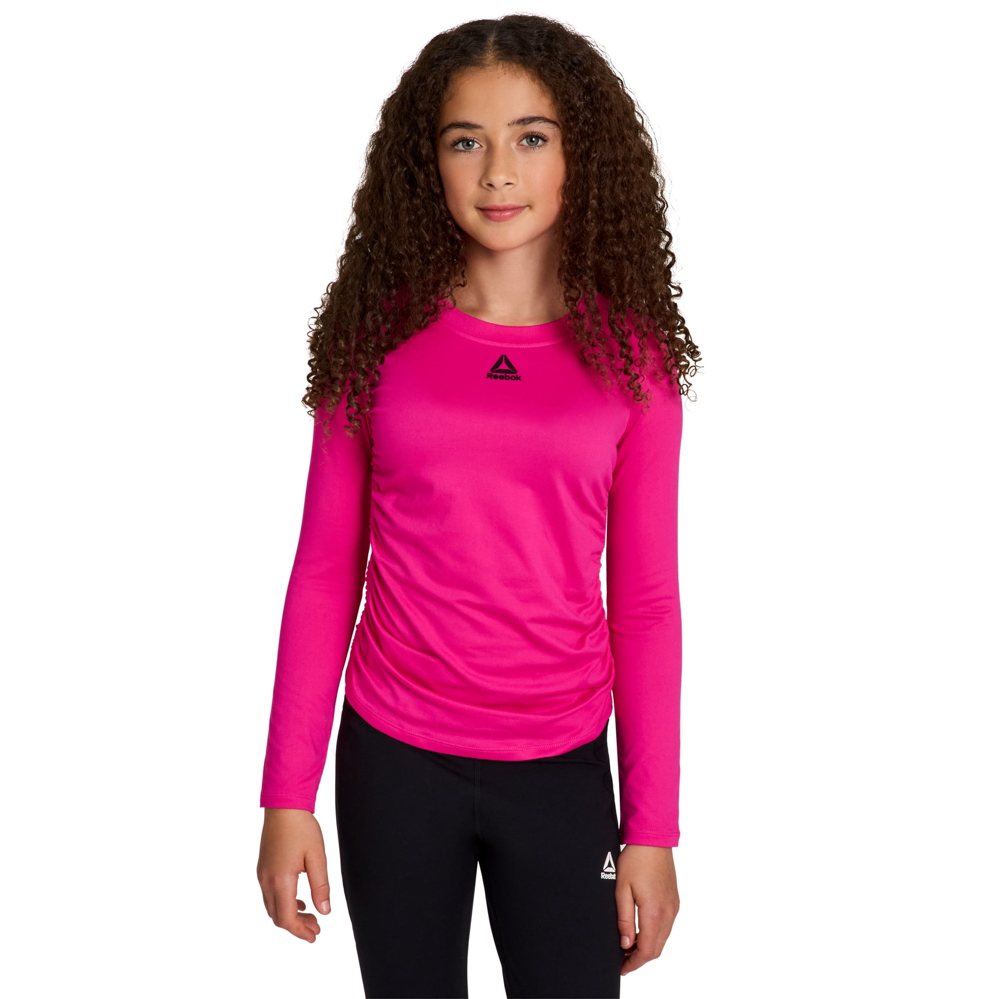 Reebok Girl's Legacy Performance Long Sleeve Side Ruched Top, Sizes 4-18
