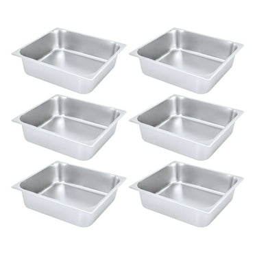 6pcs 4" Deep 2/3 Size 201 Stainless Steel Steam Table Pans For Hotel Food Buffet Silver