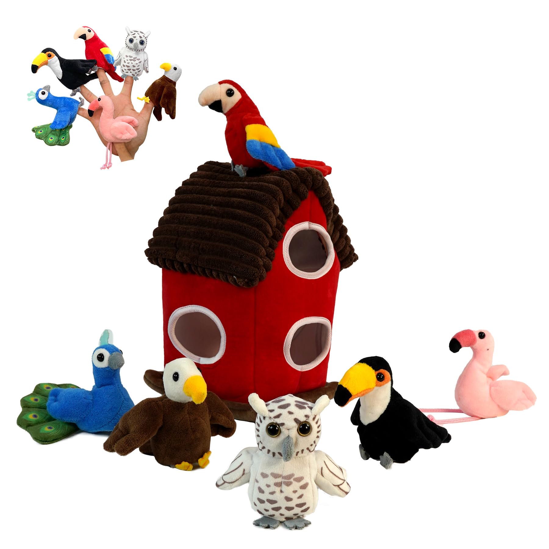 6pcs Birds Finger Puppets Bringing a House Novelty Animals Toys Puppet for Kids Storytelling Role-Playing Plush Finger Puppets Gifts for Boys and Girls