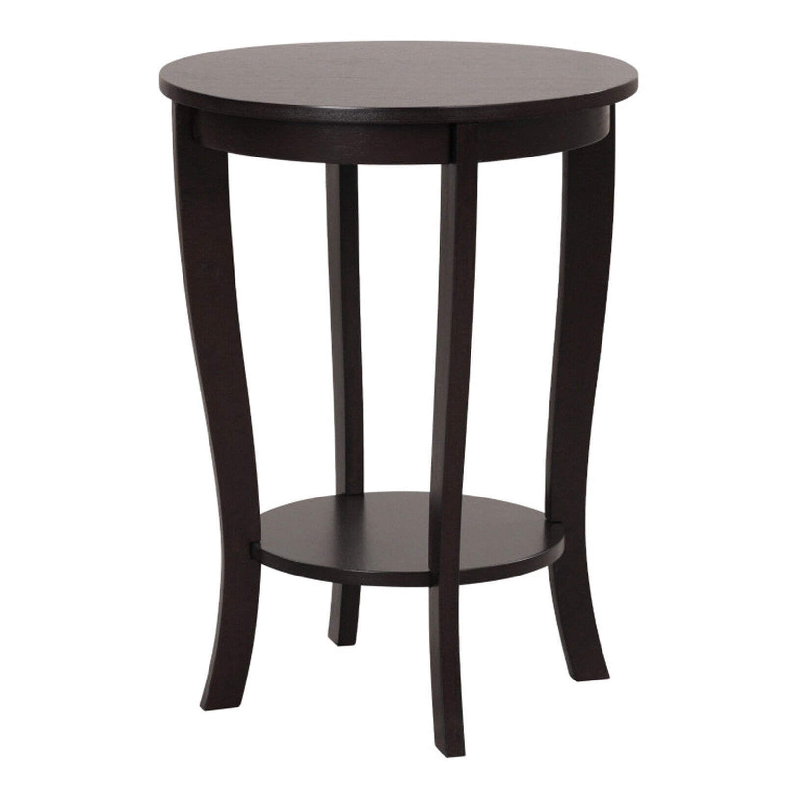 Furnibear 2-tier Round End Table with Solid Wood Legs for Living Room Bedroom Sofa Side Nightstand Small Spaces, Espresso