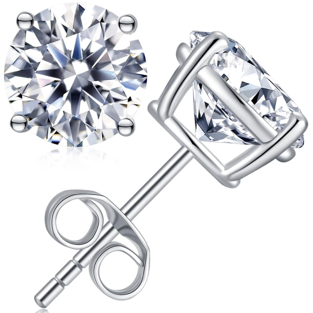 Pendientes de tuerca Jiostonor Moissanite, 2 quilates de ancho y 6,5 mm en D, color VS1