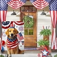 thumbnail image 5 of 1PC, 2D Flat Golden Retriever wearing Stars and Stripes cap, scarf, holding the Independence Day garden flag of the United States, durable polyester anti-fading outdoor courtyard decoration, suitable, 5 of 5