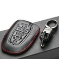 thumbnail image 4 of Vitodeco Leather Smart Key Fob Case Cover Protector Compatible with Ford (2018 - 2026 Models) - 5-Button, Black/Red, 4 of 5